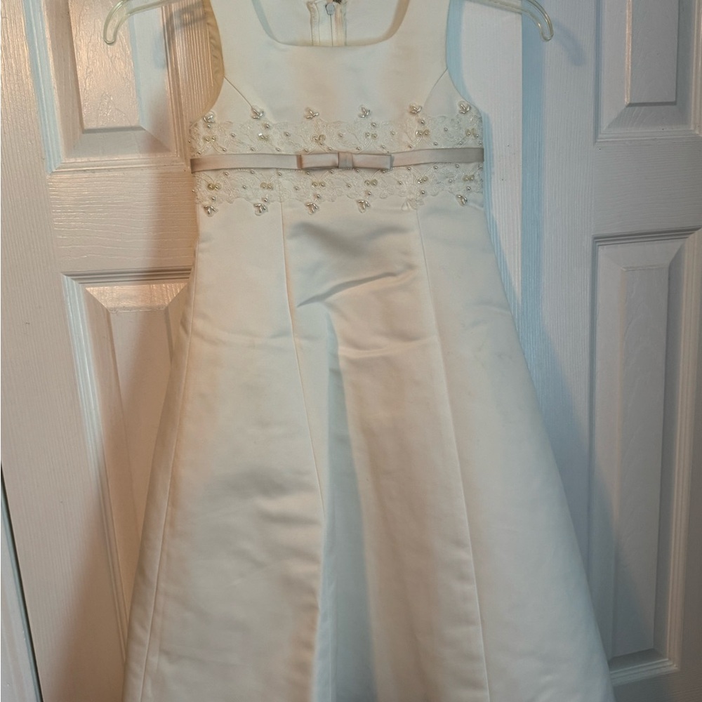 David's Bridal Ivory Floral Kids Dress